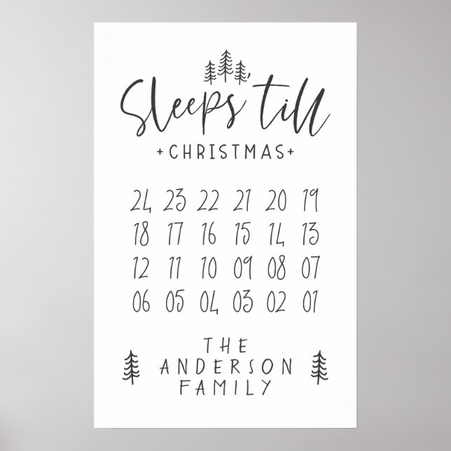 Sleeps 'till Christmas modern minimalist farmhouse Poster (Front)