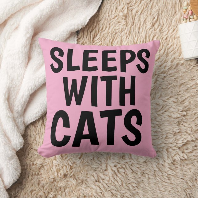 SLEEPS WITH CATS cat pillow (Blanket)