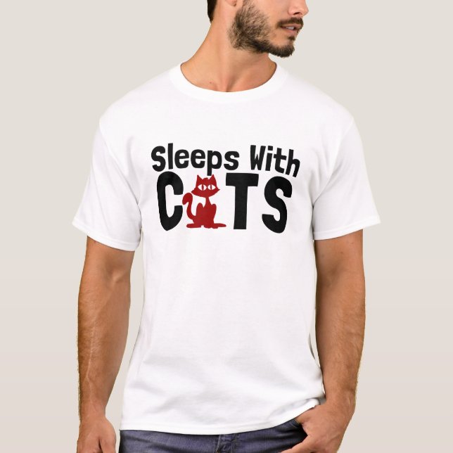 sleeps with cats T-Shirt (Front)