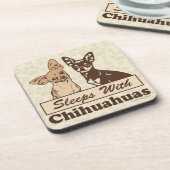 Sleeps With Chihuahuas Beverage Coaster (Left Side)