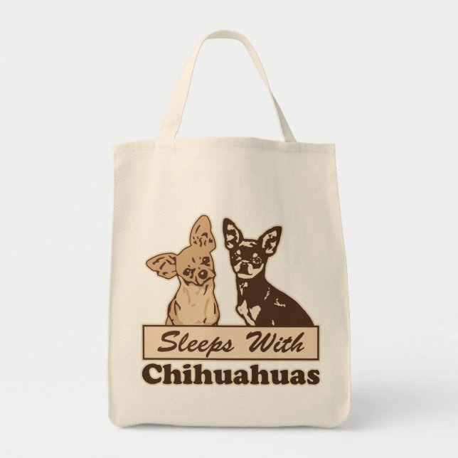 Sleeps With Chihuahuas Cute Tote Bag (Front)