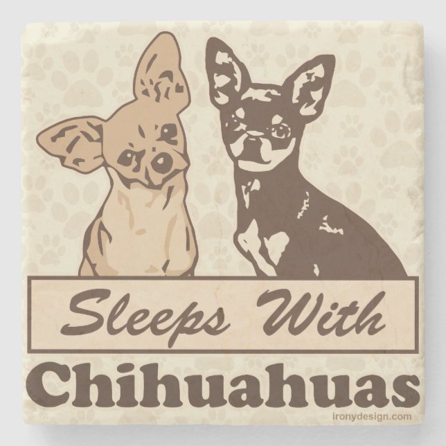 Sleeps With Chihuahuas Dog Stone Coaster (Front)