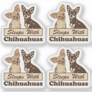 Sleeps With Chihuahuas Funny Contour Cut Sticker