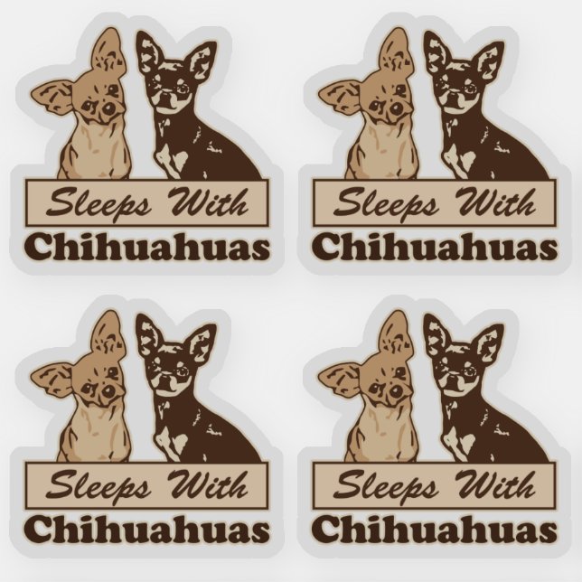 Sleeps With Chihuahuas Funny Contour Cut Sticker (Front)