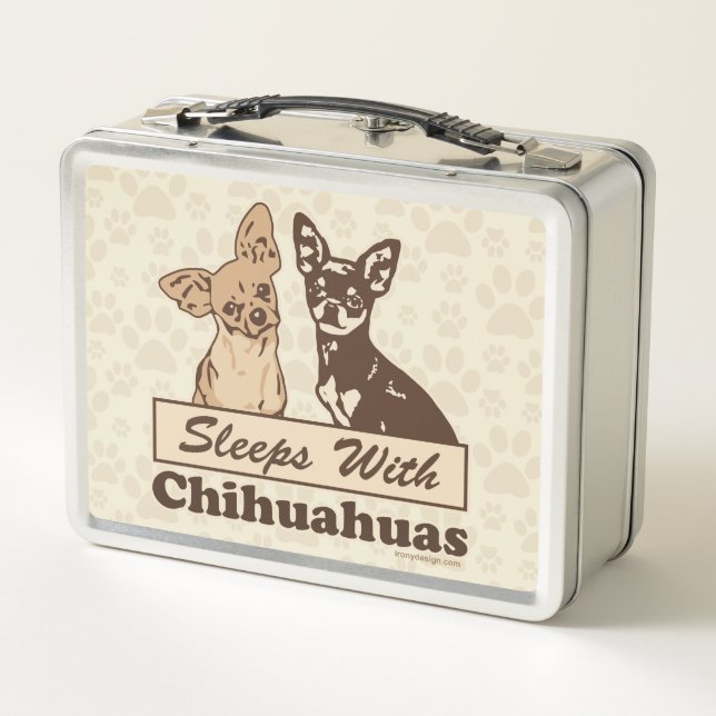 Sleeps With Chihuahuas Metal Lunch Box (Back)