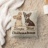 Sleeps With Chihuahuas Throw Pillow (Blanket)