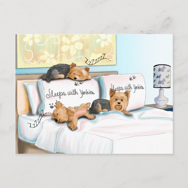 Sleeps with Yorkies by Catia Cho Postcard (Front)