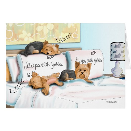 Sleeps with Yorkies Cards (Front Horizontal)