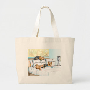 Sleeps with Yorkies Large Tote Bag