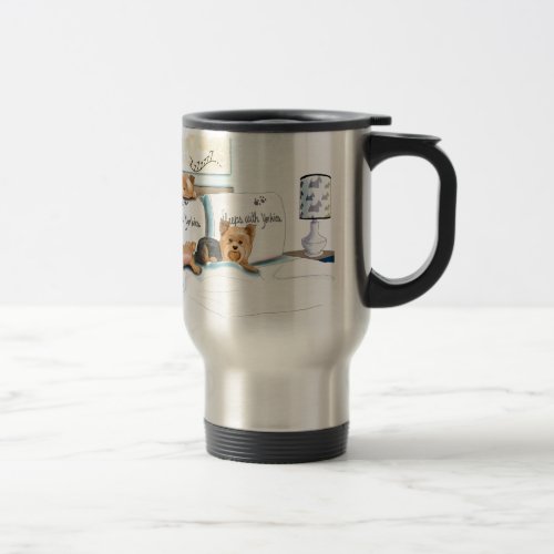 Sleeps with Yorkies Travel Mug