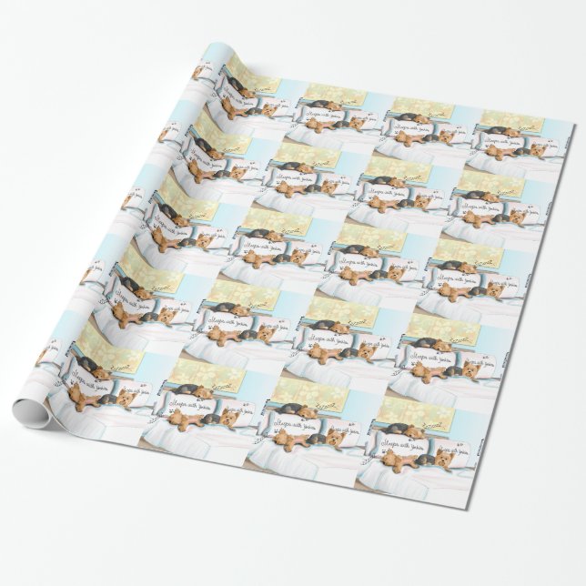 Sleeps with Yorkies Wrapping Paper (Unrolled)