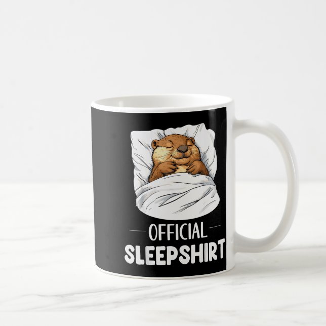 Sleepshirt Cute Sleeng Beaver Animal Lover Pajama  Coffee Mug (Right)