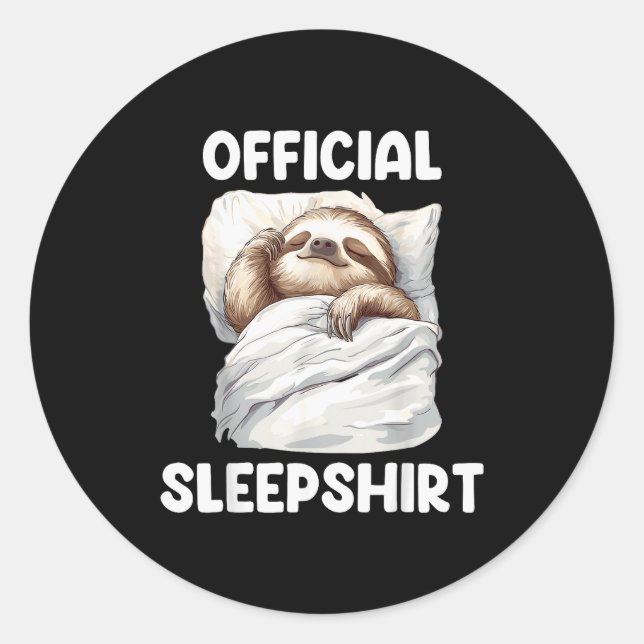 Sleepshirt Cute Sleeng Sloth Animal Lovers Pajama  Classic Round Sticker (Front)