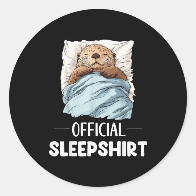 Sleepshirt Sleeng Sea Otter Animal Lovers Pajama  Classic Round Sticker (Front)