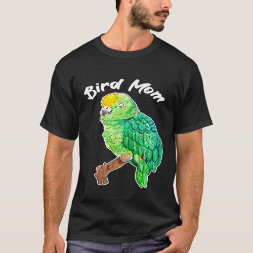 Sleepy Amazon Parrot Bird Mom Watercolor T_Shirt