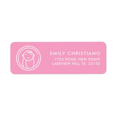 Sleepy Angel  Minimal Pink Baby Shower Label