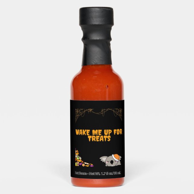 Sleepy animal ready for Halloween treats! Classic  Hot Sauces (Front)