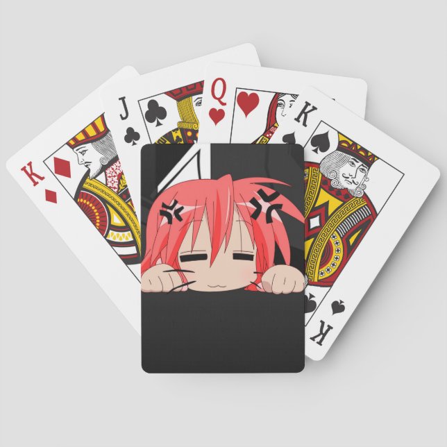 Sleepy anime girl playing cards (Back)
