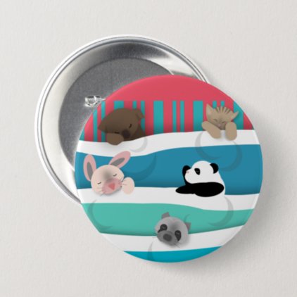 Sleepy Baby Animals Button