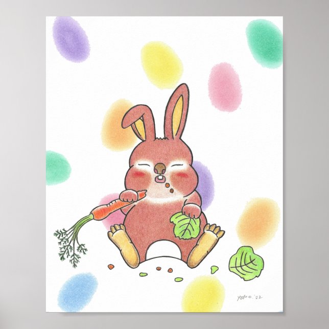 Sleepy baby bunny  animal nursery poster (Front)