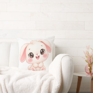 Sleepy Baby Bunny Throw Pillow