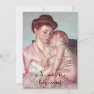 Sleepy Baby by Mary Cassatt, Vintage Baby Shower Invitation