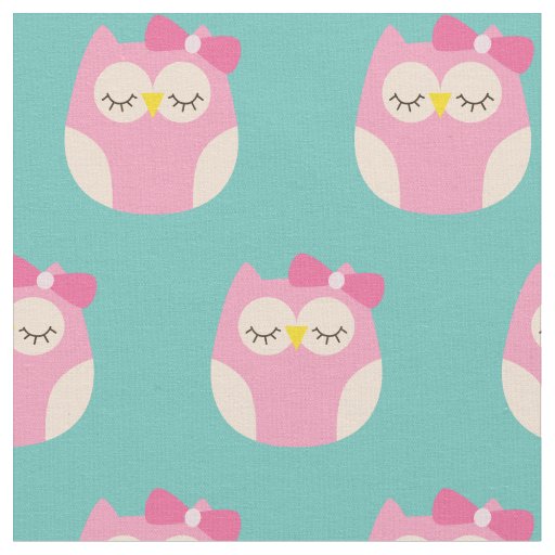 Sleepy Baby Girl Owls Cute Nursery Decor Fabric