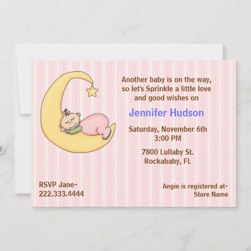 Sleepy Baby Girl Sprinkle Shower Invitation