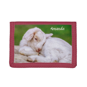 Sleepy Baby Goat Kid Tri-fold Wallet