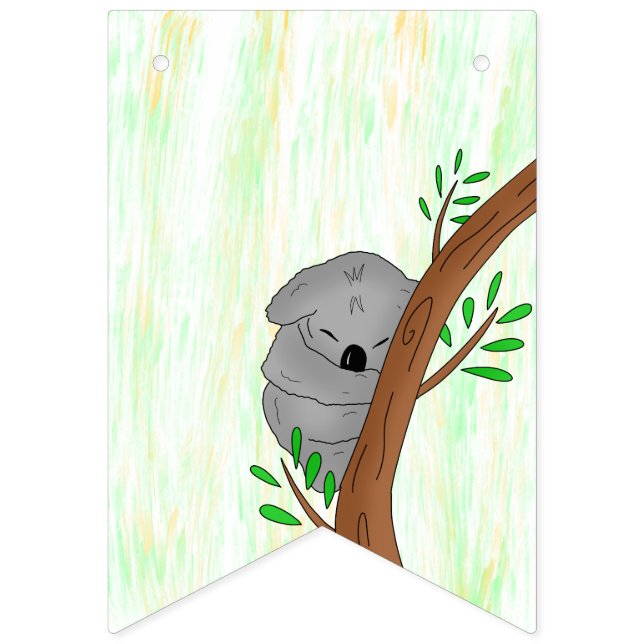 Sleepy Baby Koala Bear Personalized Baby Shower Bunting Flags (First Flag)