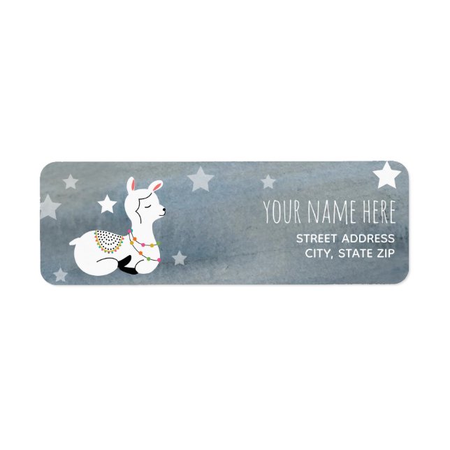 Sleepy Baby Llama Watercolor Baby Shower Label (Front)