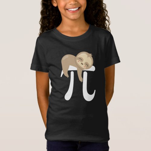 Sleepy Baby Sloth On A Pi Math Symbol T_Shirt