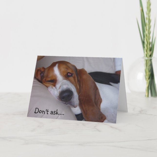 Sleepy Basset Hound Card (Front)