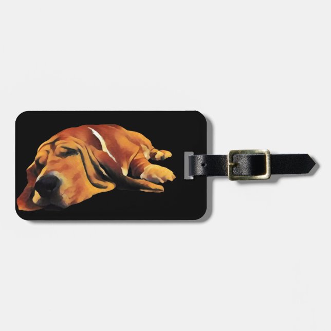 Sleepy Basset Luggage Tag (Front Horizontal)