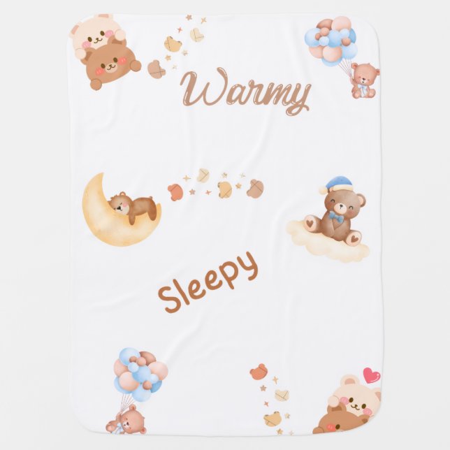 Sleepy Bear Baby Blanket – Cozy & Adorable Nursery (Front)