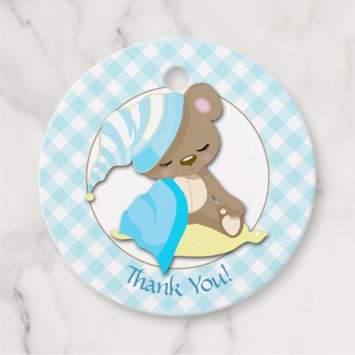 Sleepy Bear Baby Boy Shower Thank You Favor Tags