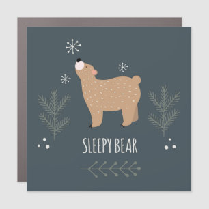 Sleepy Bear Car Magnet