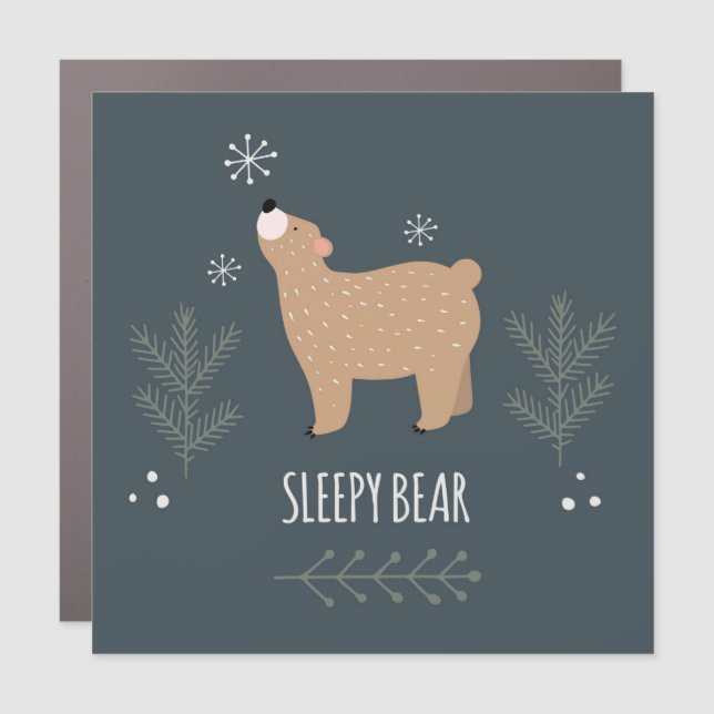 Sleepy Bear Car Magnet (Front)
