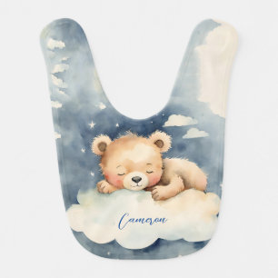 Sleepy Bear Celestial Boy Baby Bib