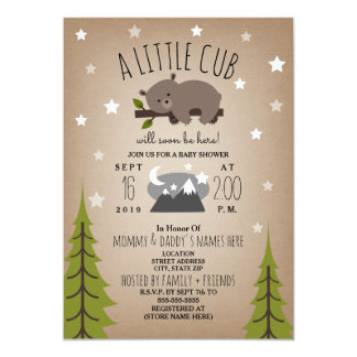 Sleepy Bear Cub Mountains Baby Shower Invitation