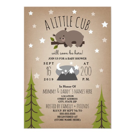 Sleepy Bear Cub Mountains Baby Shower Invitation Zazzle Com