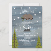Sleepy Bear Cub  Mountains Watercolor Baby Shower Invitation (Front)