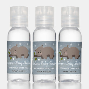 Sleepy Bear Cub Stars Watercolor Baby Shower Hand Sanitizer