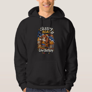 Sleepy Bear Low Battery Funny Cozy Hoodie Nap
