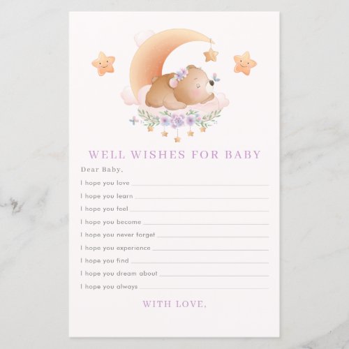 Sleepy Bear on Cloud Baby Girl Shower Activity