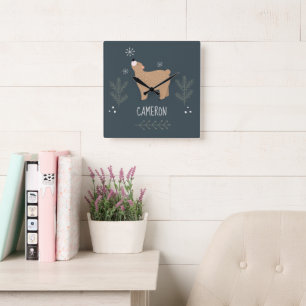 Sleepy Bear Square Wall Clock