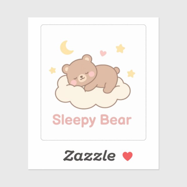 Sleepy Bear Sticker | Cute Cozy Kawaii Bear (Sheet)