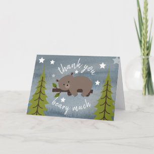 Sleepy Bear Thank You Stars Watercolor Card