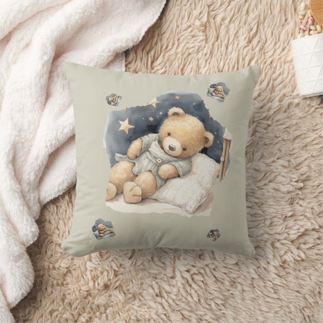 Sleepy Bear Throw Pillow (Blanket)