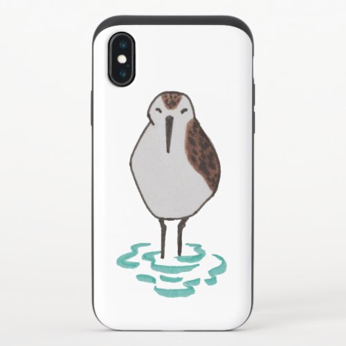 Sleepy Bird Drawing Cute Sandpiper iPhone X Slider Case